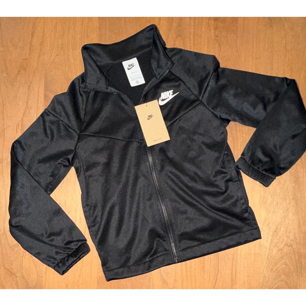 Nike Kids Dri-FIT Full Zip Training Track Jacket Black Logo Size Small